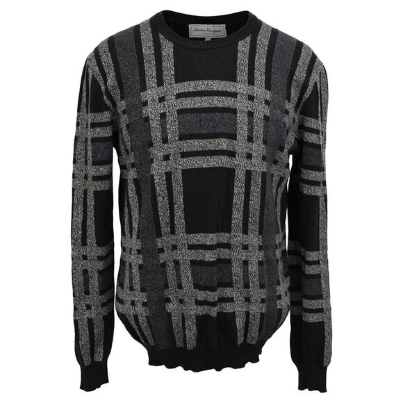Salvatore Ferragamo Plaid Sweater in Black Wool